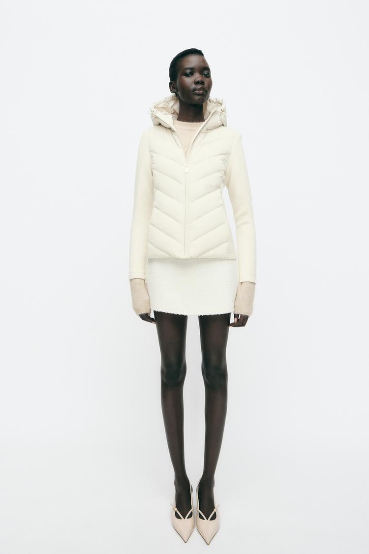 COMBINATION PUFFER JACKET Ecru ZARA United States