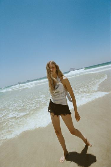 Zara ASYMMETRIC FOIL TOP - Silver