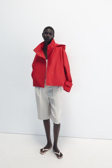 CAZADORA CRUZADA ZW COLLECTION - Rojo de Zara