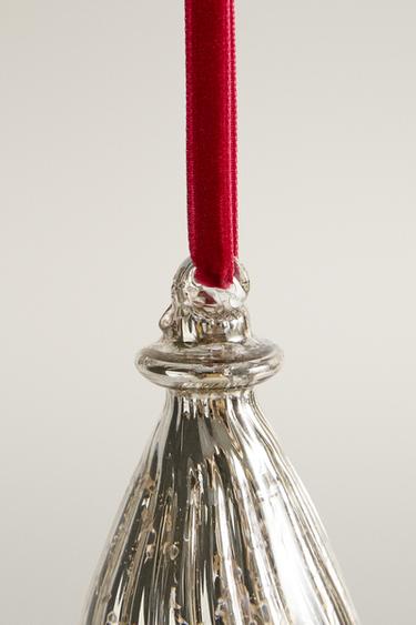 ELONGATED DROP CHRISTMAS TREE ORNAMENT — Silver 2