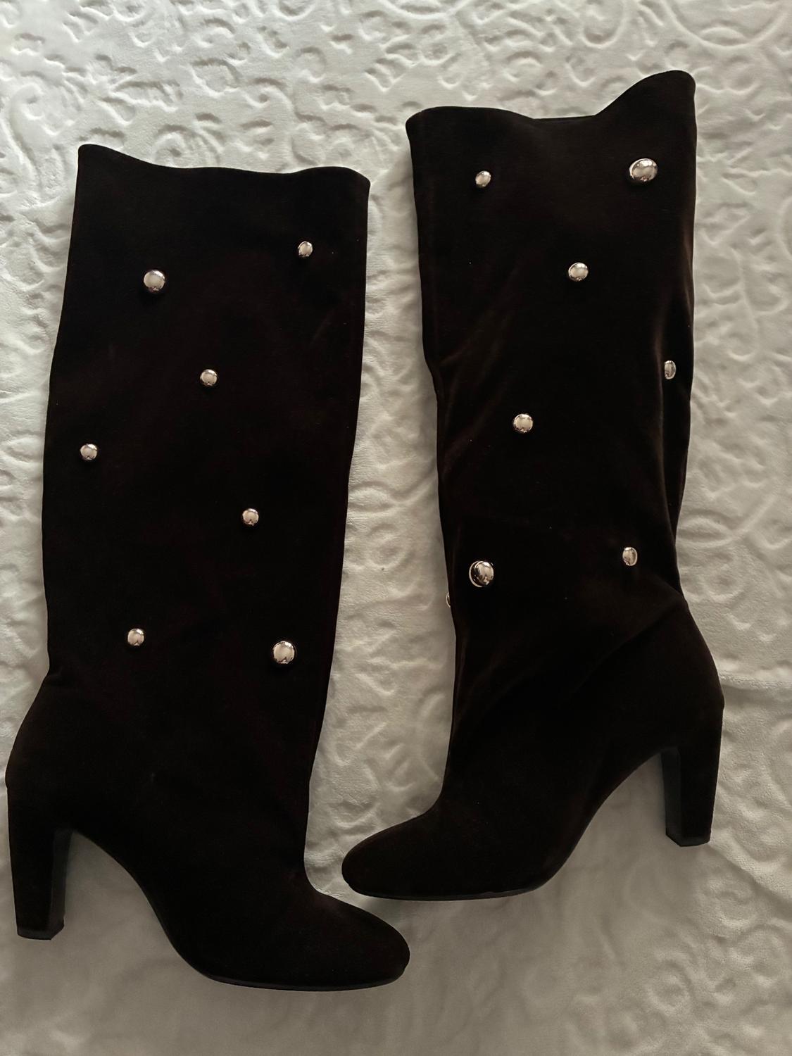 VELVET EFFECT STUDDED BOOTS - Image 3