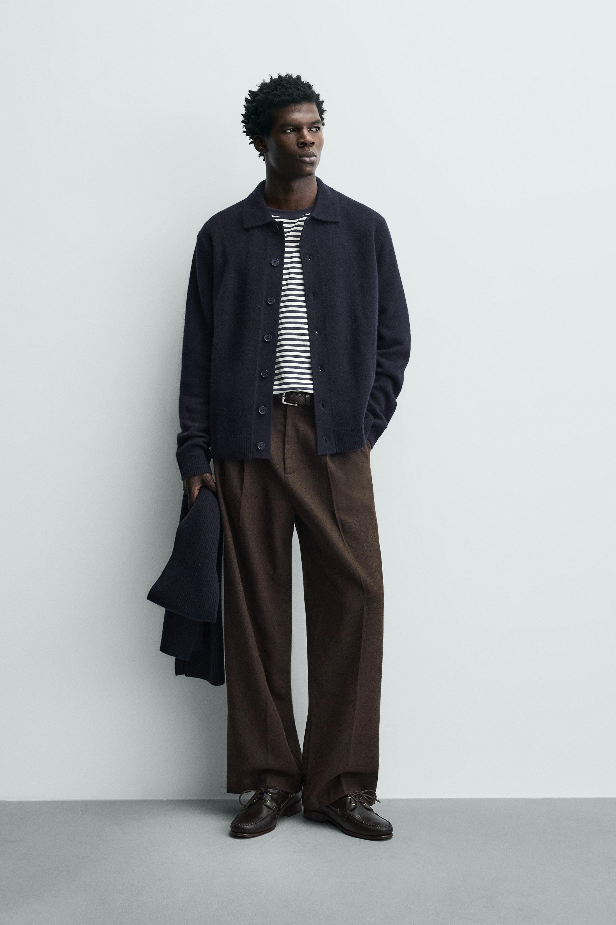 レギュラーフィットウールカーディガン - ネイビーブルー | ZARA Japan