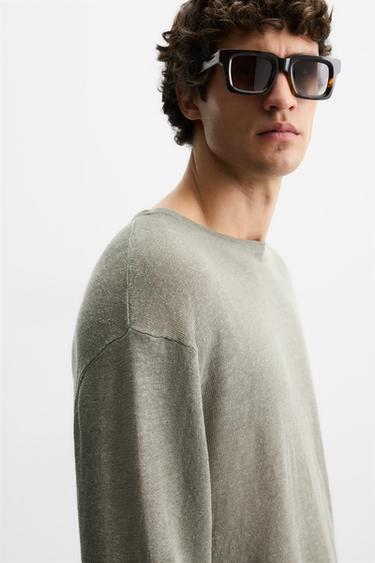 Zara 100% LINEN SWEATER - Beige
