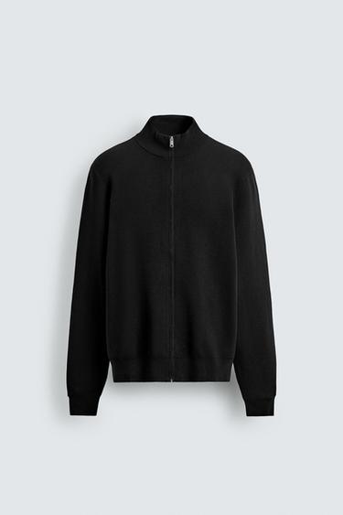 GILET EN MAILLE À FERMETURE ÉCLAIR - Noir de Zara