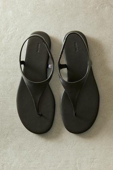 FLACHE LEDERSANDALEN - Braun von Zara