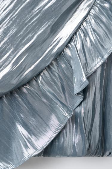 METALLIC RUFFLED TOP - Silver by Zara - Image 3