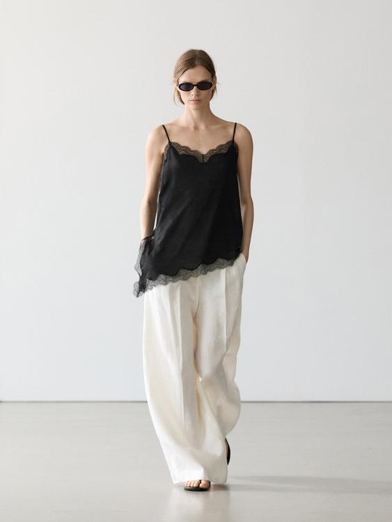 Asymmetric linen blend camisole top from Zara - $70