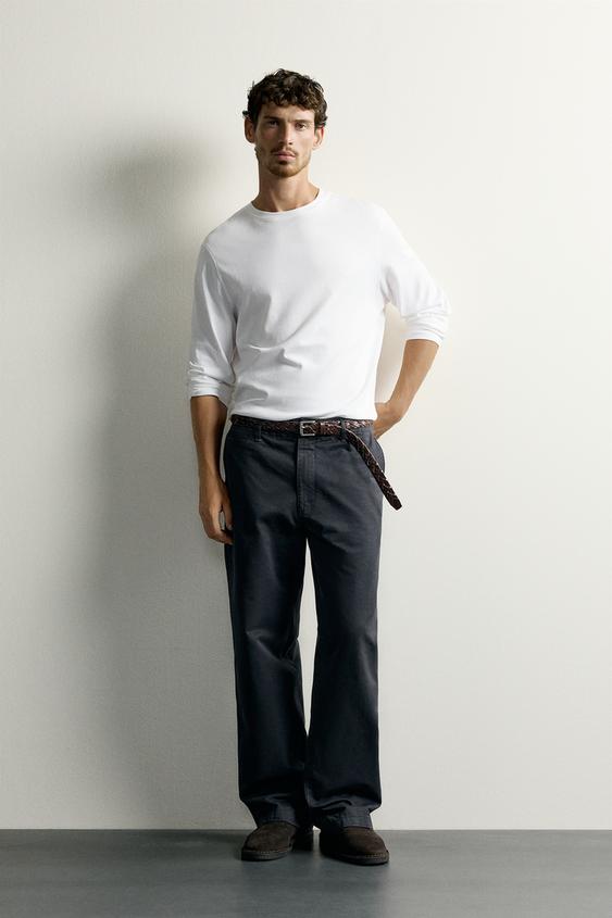 REGULAR FIT LONG SLEEVE T-SHIRT - White by Zara - Image 0