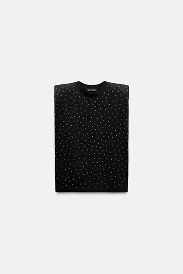 CAMISETA HOMBRERAS JOYAS - Negro de Zara