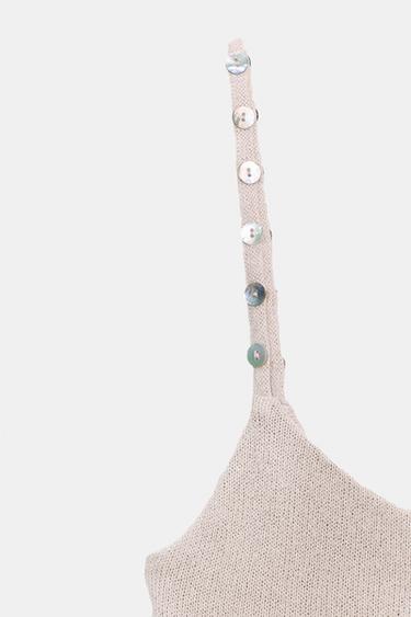 BUTTONED BIAS CUT KNIT TOP - Sand by Zara - Image 6