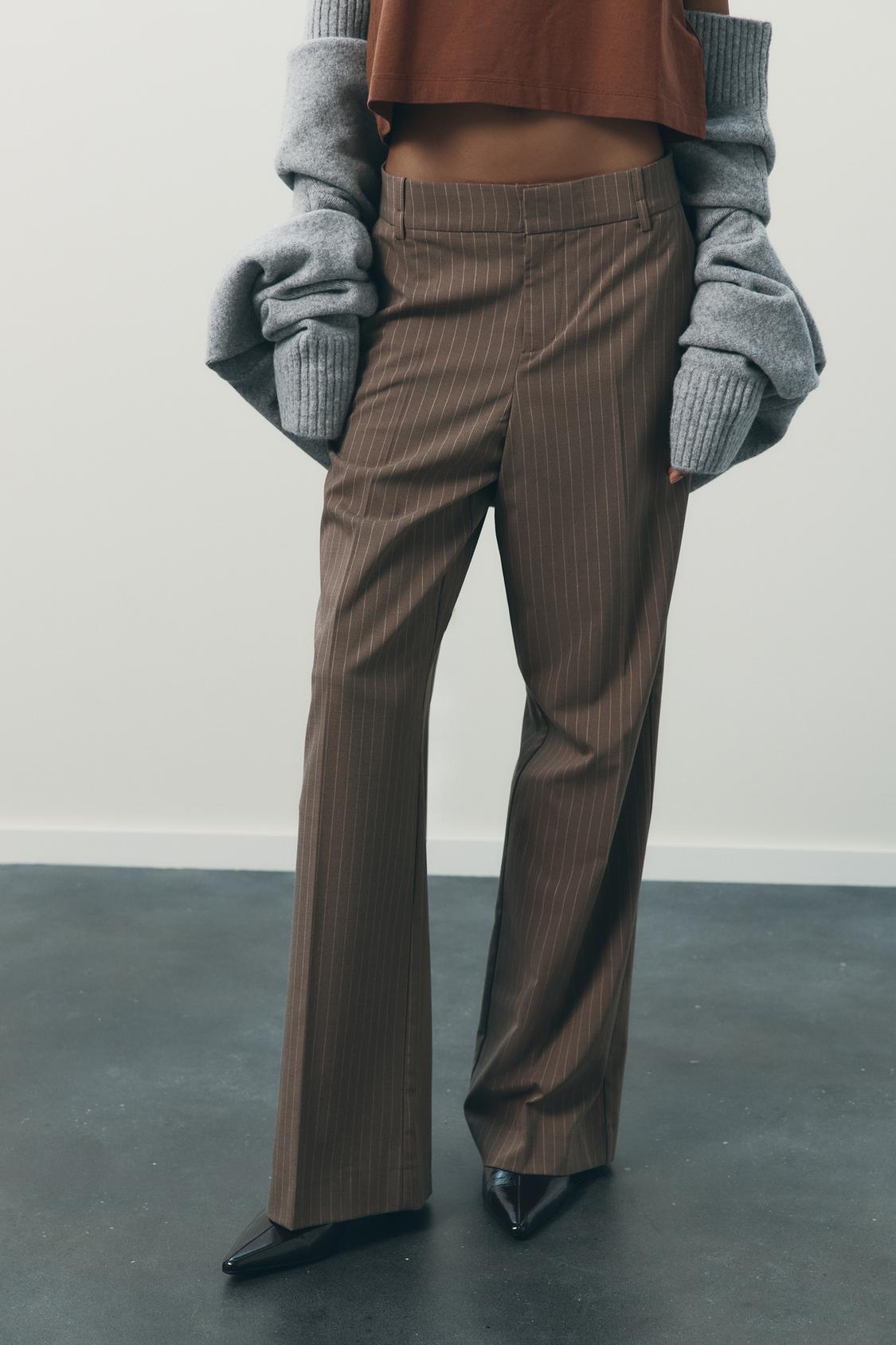 LOW-RISE STRIPED TROUSERS