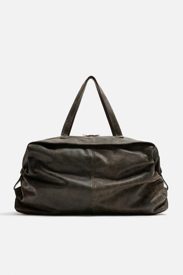 CRACKLED LEATHER TRAVEL BAG - Black by Zara