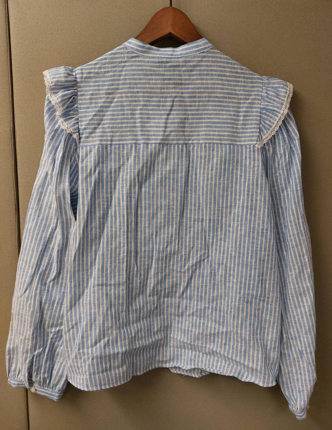 METALLIC THREAD STRIPED RUFFLE SHIRT - Image 2