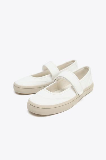 BALLERINES À BRIDE EN TISSU - Blanc de Zara - Image 4