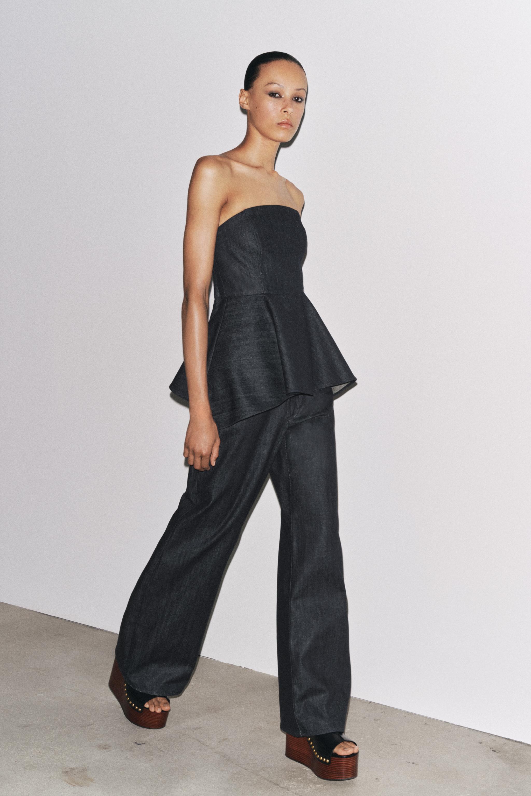 JEANS ZW COLLECTION ワイドレッグ ローライズ - ブルー | ZARA