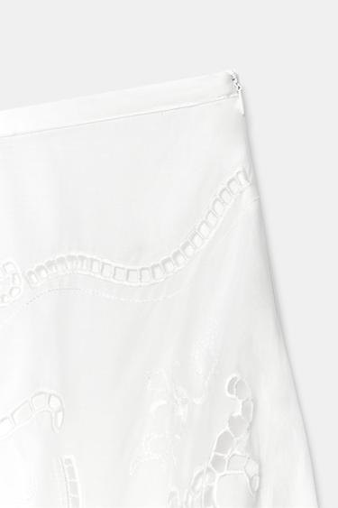 JUPE ASYMÉTRIQUE BRODERIES ZW COLLECTION - Blanc de Zara - Image 9