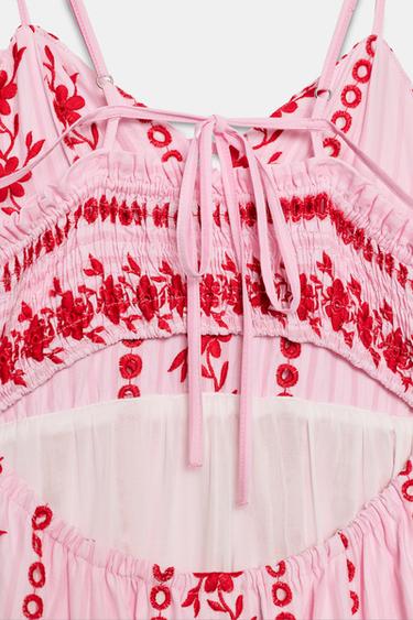 ROBE MIDI À BRODERIES PERFORÉES - Rose de Zara - Image 7