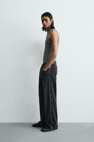 JEAN FLARE AVEC FERMETURES ÉCLAIR - Charbon de Zara - Image 3