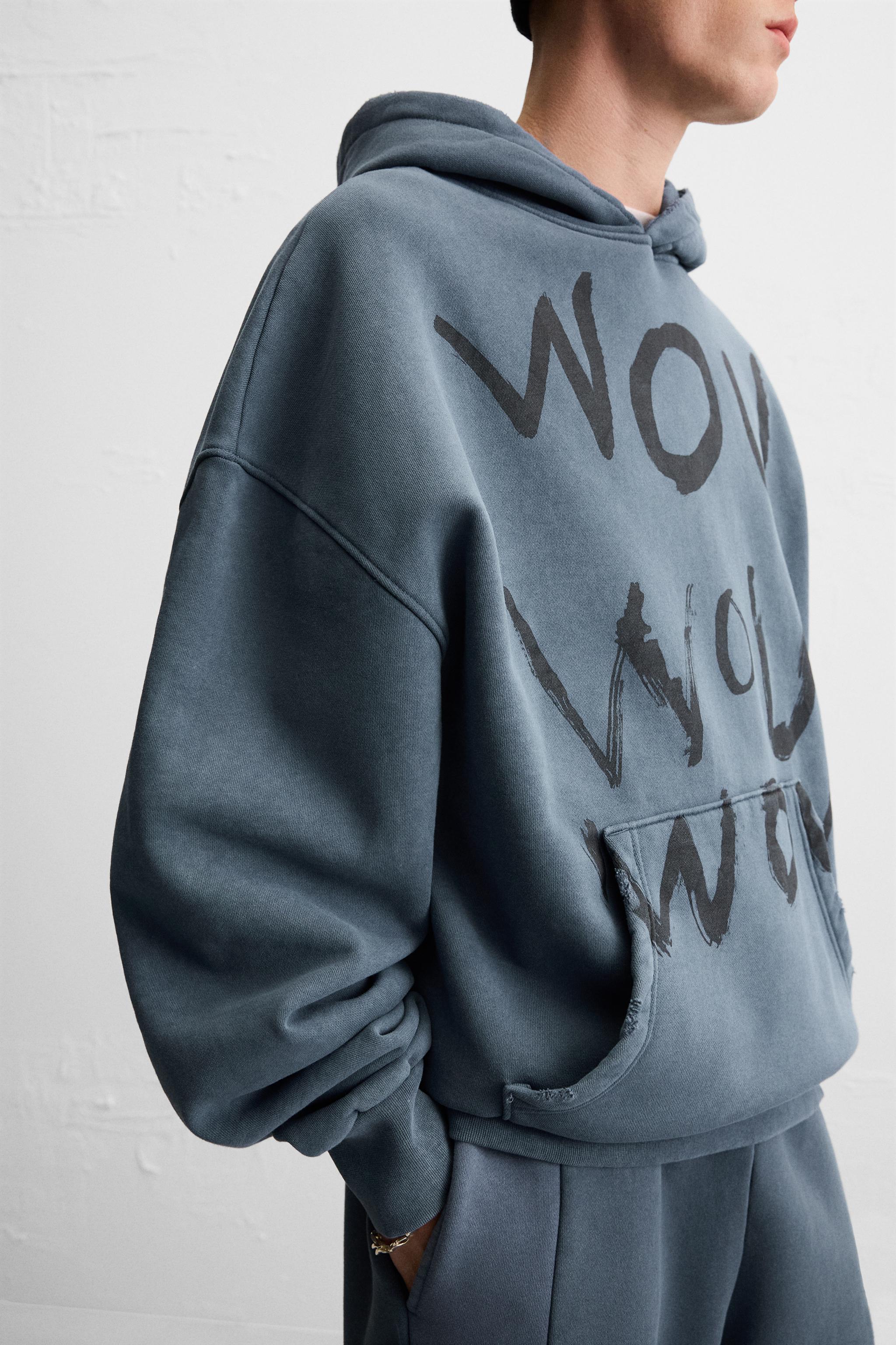 【ZARA】テキストプリントフーディ ブルー | 4087/406/400 テキストプリントフーディ - ブルー | ZARA Japan / 日本
