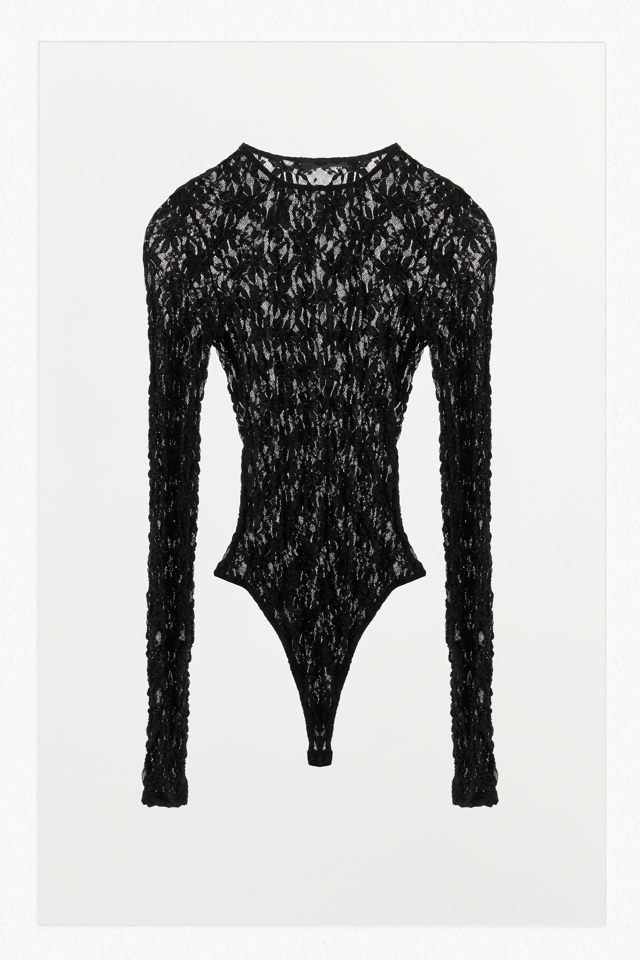 LACE BODYSUIT — Black