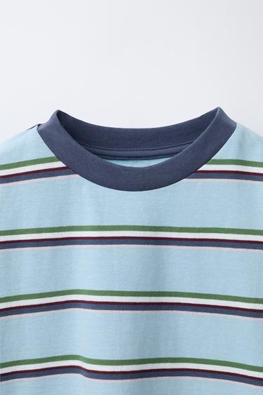 T-SHIRT À RAYURES IMPRIMÉES - Bleu de Zara - Image 2