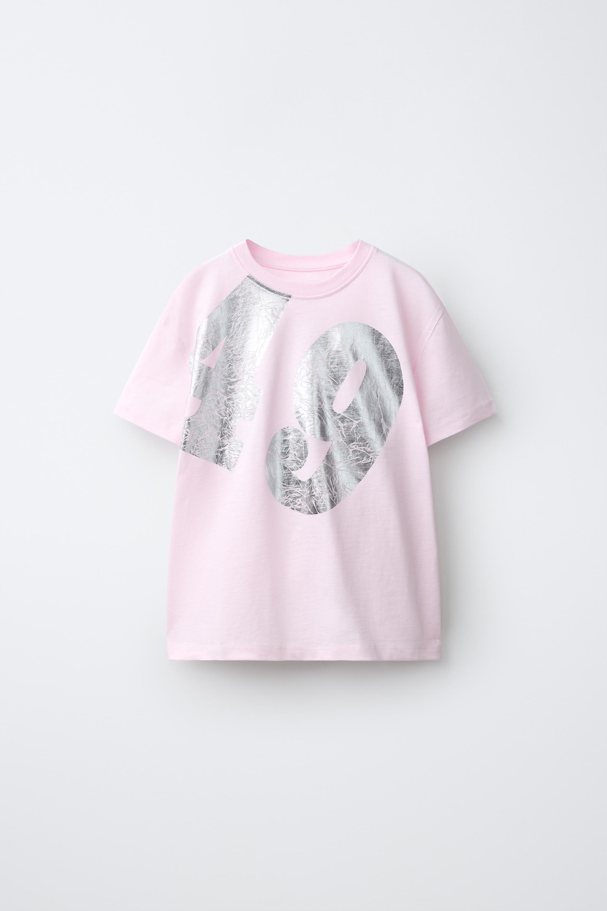 SPARKLY NUMBER T-SHIRT — Pastel pink