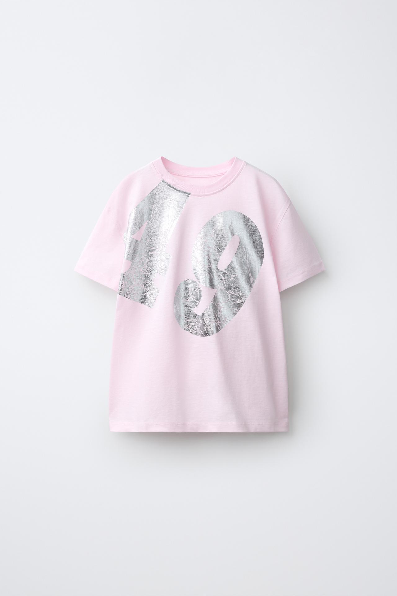 SPARKLY NUMBER T-SHIRT — Pastel pink