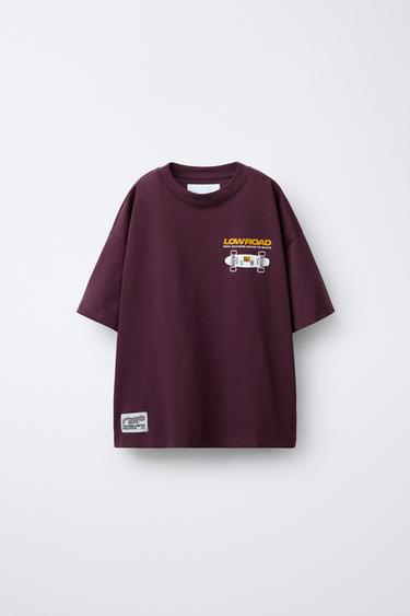 CAMISETA ESTAMPADA SKATE - Granate de Zara