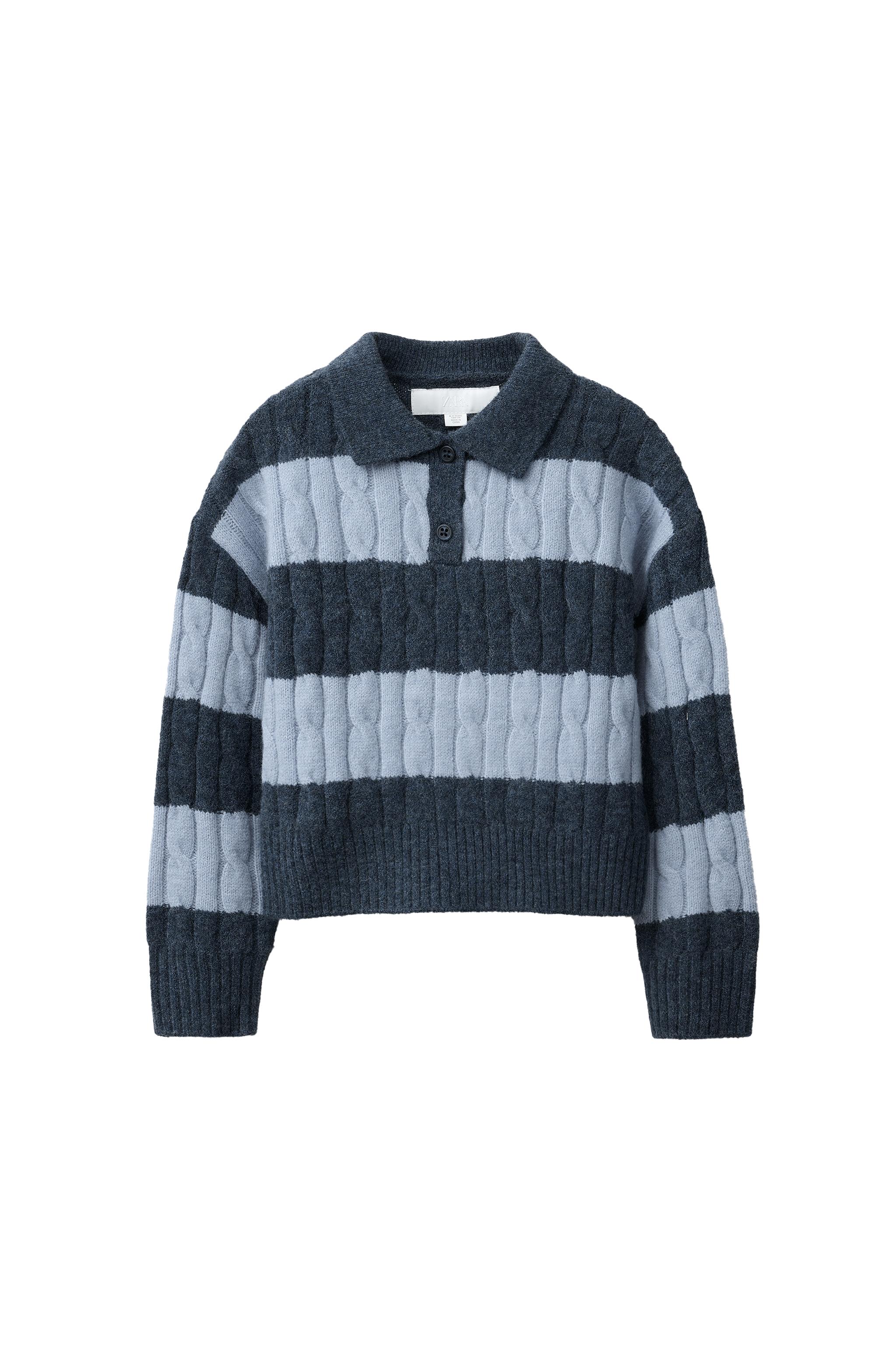 CABLE-KNIT STRIPED POLO JUMPER - striped | ZARA South Africa