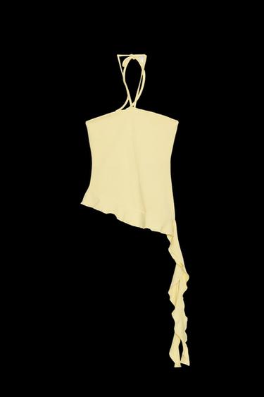 TOP TEXTURA VOLANTES - Amarillo de Zara