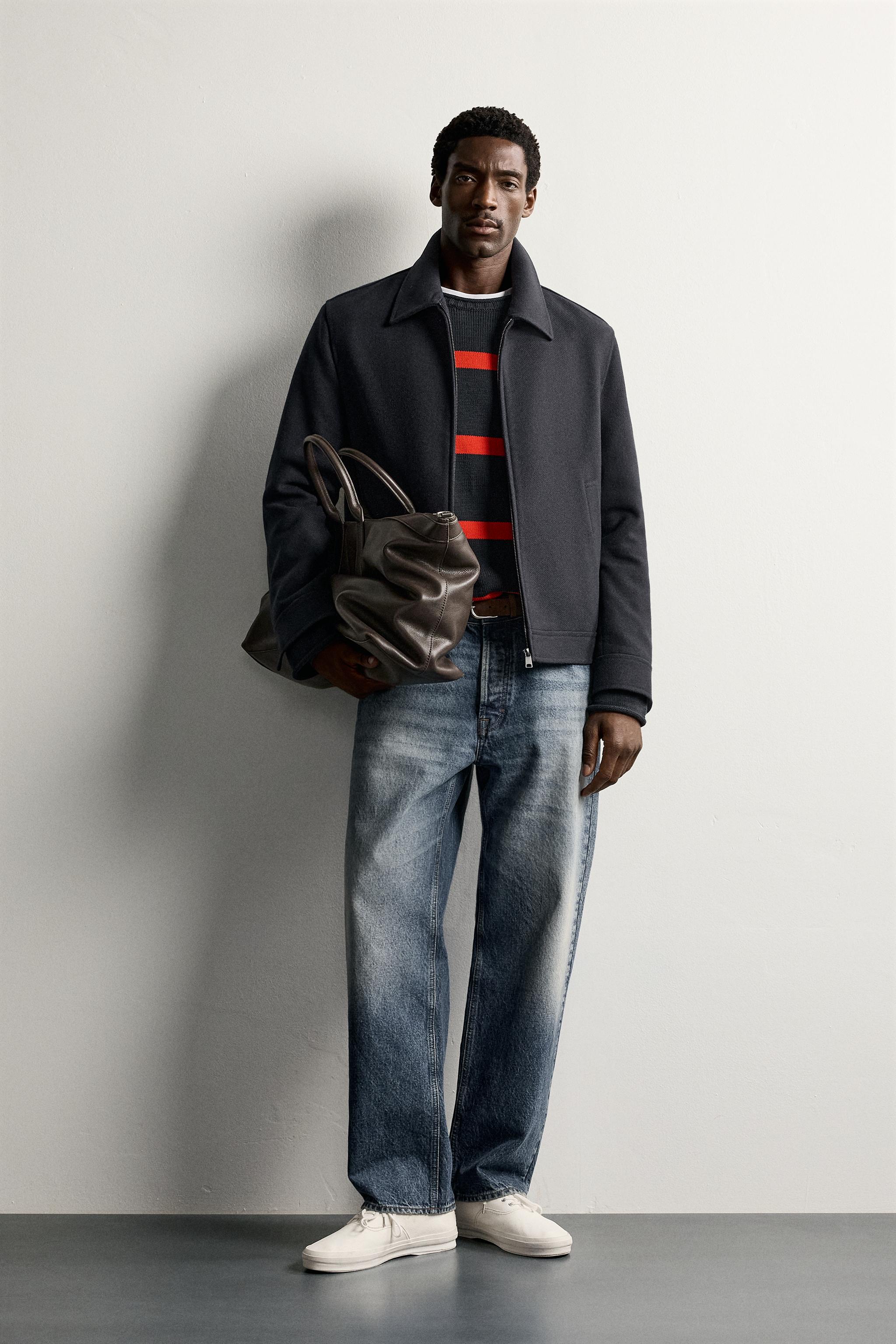 レギュラーフィット テクスチャージャケット - ネイビーブルー | ZARA