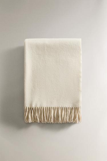 Zara WOOL BLANKET - Oyster-white