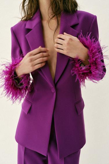 VESTE À ÉPAULETTES ET MANCHETTES EN PLUMES - Pourpre de Zara - Image 3