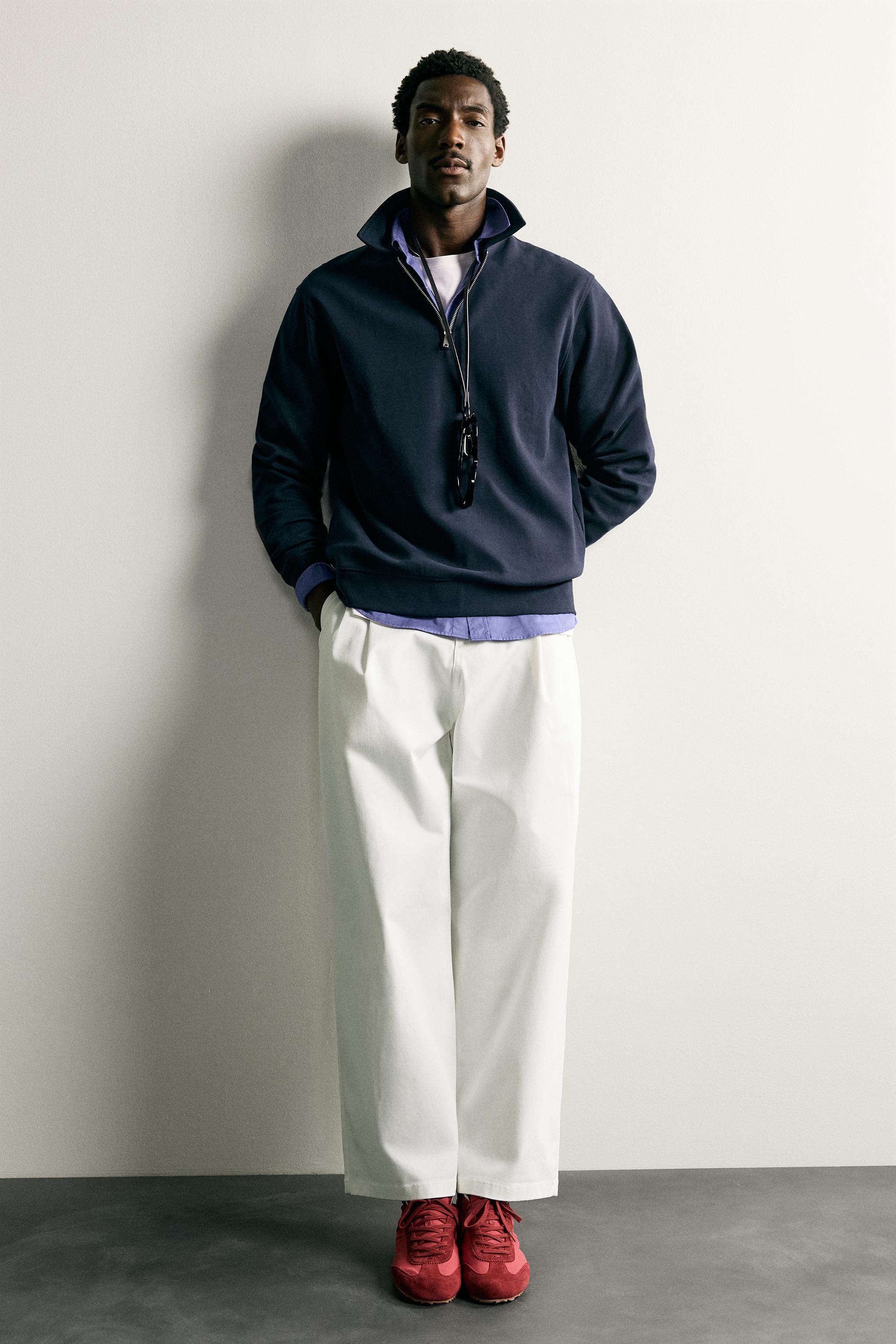 Zara FERMUARLI İNTERLOK POLO SWEATSHIRT görsel 6