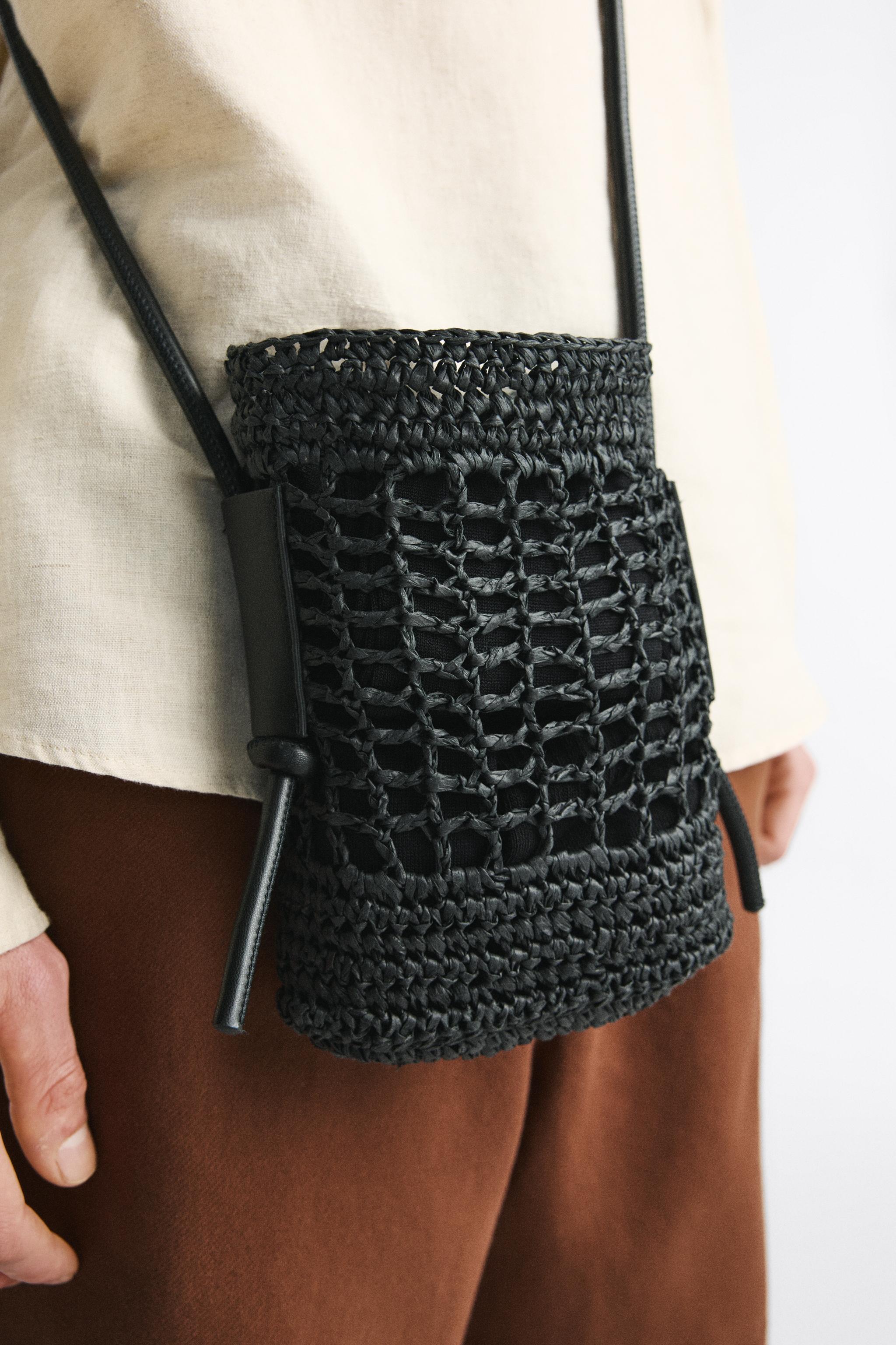 SOFT WOVEN MINI CROSSBODY BAG Black ZARA Australia