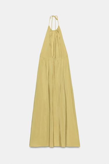 ROBE FLUIDE À ENCOLURE AMÉRICAINE - Vert huile de Zara - Image 8