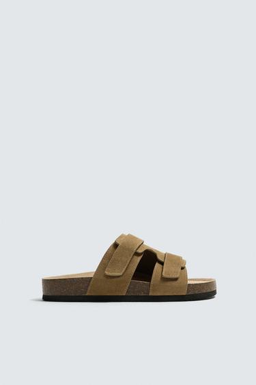 Zara LEATHER STRAP SANDALS - 