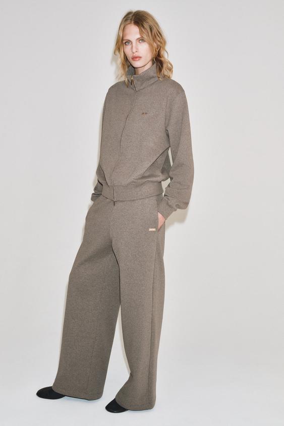 ПРЯМЫЕ ШИРОКИЕ БРЮКИ ZA — КОРИЧНЕВЫЙ С МЕЛАНЖЕВЫМ ЭФФЕКТОМ от Zara — изображение 0