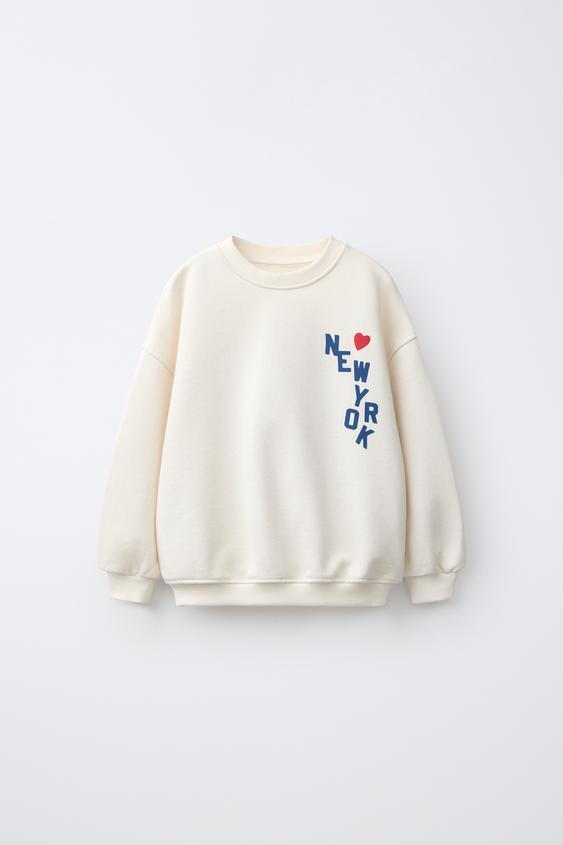 SUDADERA ESTAMPADA CORAZÓN Y TEXTO - Crudo de Zara - Imagen 0