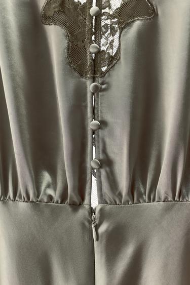 SATIN LACE DRESS - Grey green by Zara - Image 8