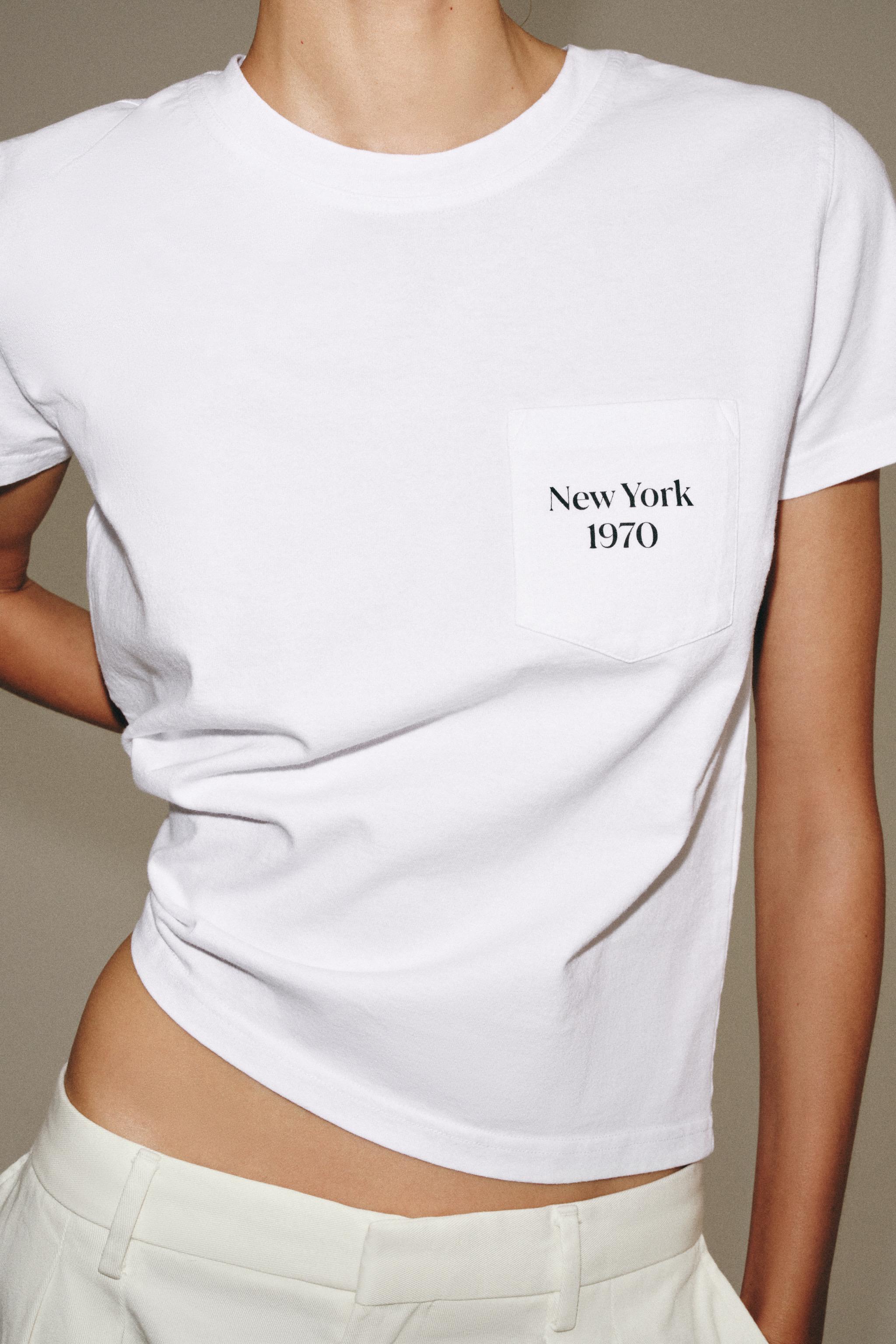 Женские футболки Zara MESSAGE POCKET T-SHIRT — фото 2
