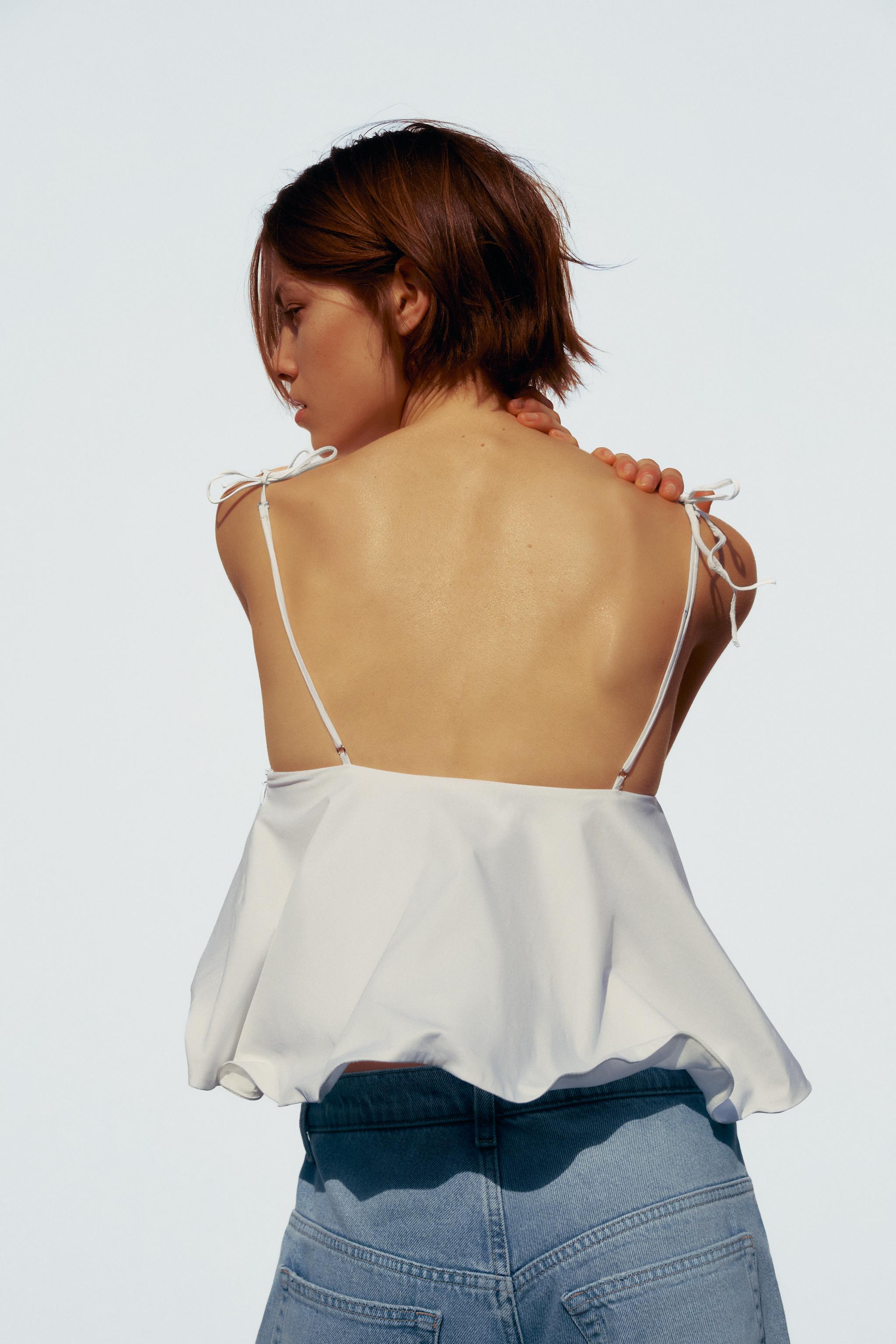 ADJUSTABLE TIE STRAP TOP - White | ZARA United States