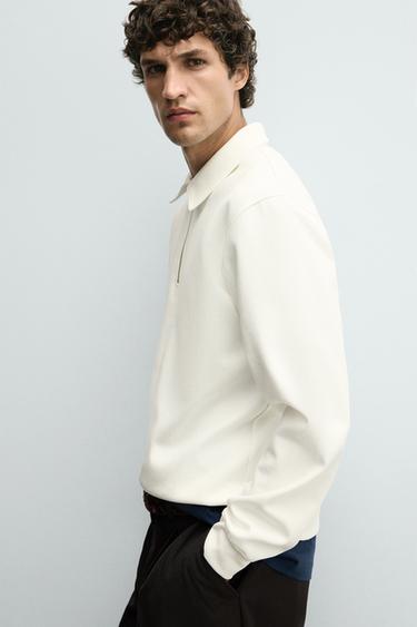 SWEAT POLO INTERLOCK ZIPPÉ - Blanc cassé de Zara - Image 5