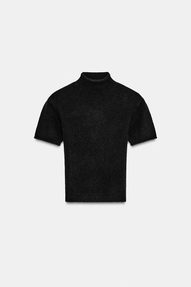 SOFT KNIT SHORT SLEEVE JUMPER - Black by Zara