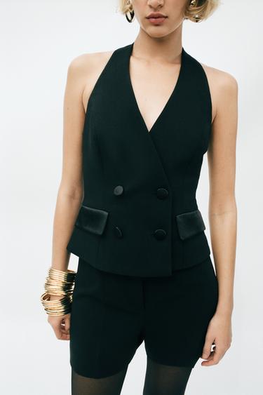 HALTER NECK TUXEDO WAISTCOAT - Black by Zara