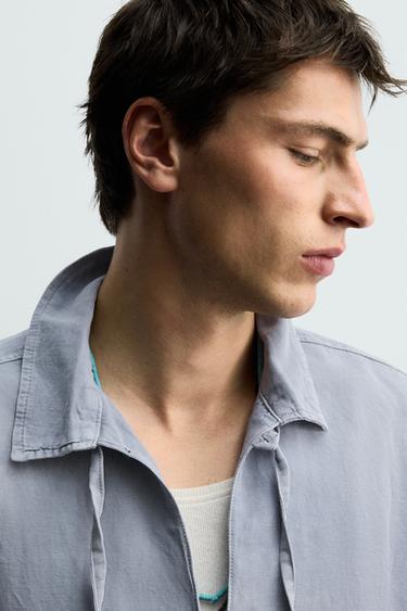 COTTON/LINEN POLO SHIRT - Blue by Zara - Image 5