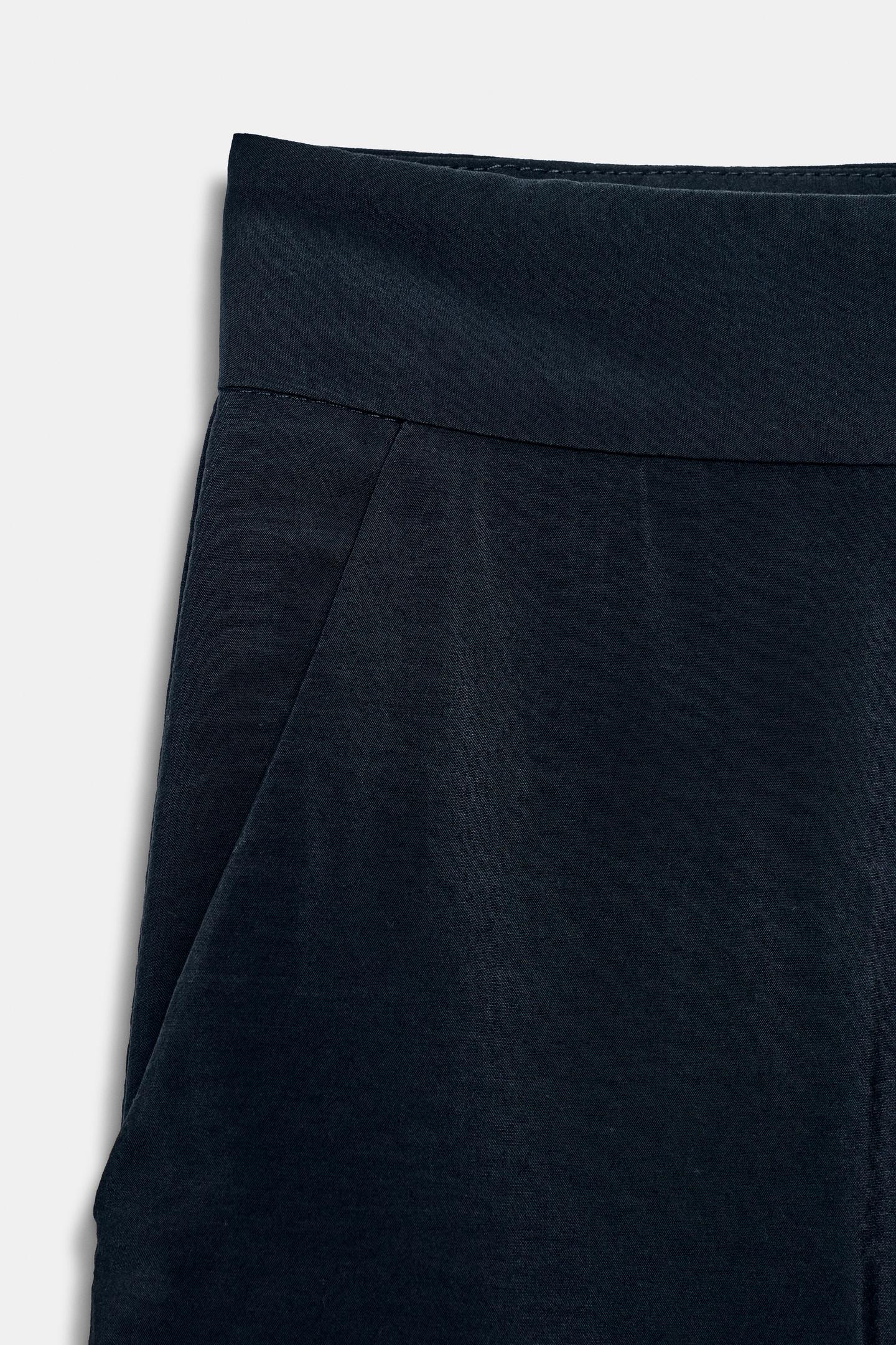 Женские брюки Zara High-Waisted Straight-Leg, цвет: Тёмно-синий — фото 7
