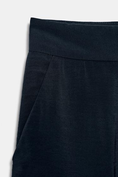 PANTALON DROIT TAILLE HAUTE - Bleu marine de Zara - Image 6