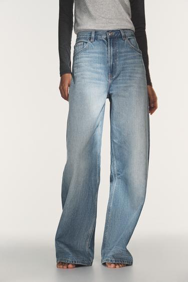 TRF EXTRA WIDE-LEG HIGH-WAIST JEANS - Pastel blue by Zara