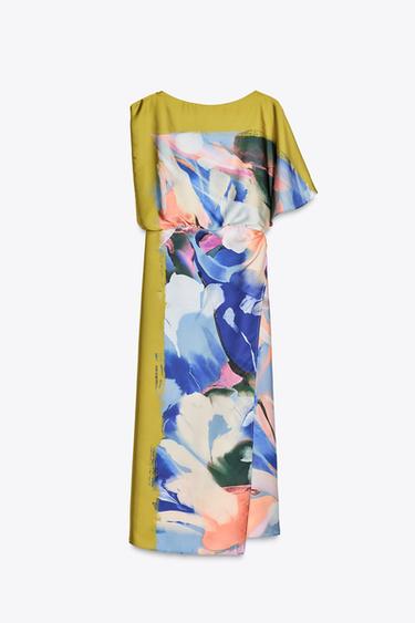 ASYMMETRIC PRINTED MIDI DRESS - Multicoloured by Zara - Image 2
